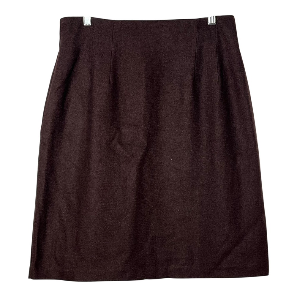 Savannah‎ III Brown 100% Wool Pencil Skirt Lined Made in USA Vintage Size 14